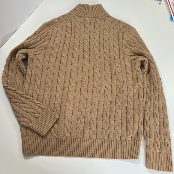 Polo Ralph Lauren Cable Knit Cotton Quarter Zip Sweater Tan Size XL - Picture 7 of 11